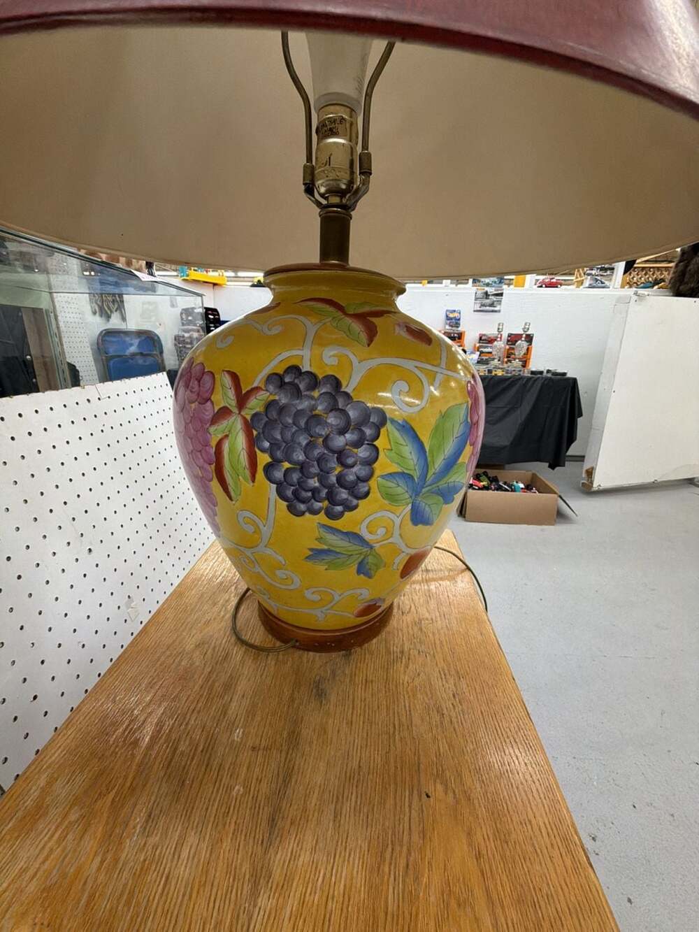 Vintage Hand Painted Fruit Motif Ceramic Table Lamp by Tyndale of Chicago